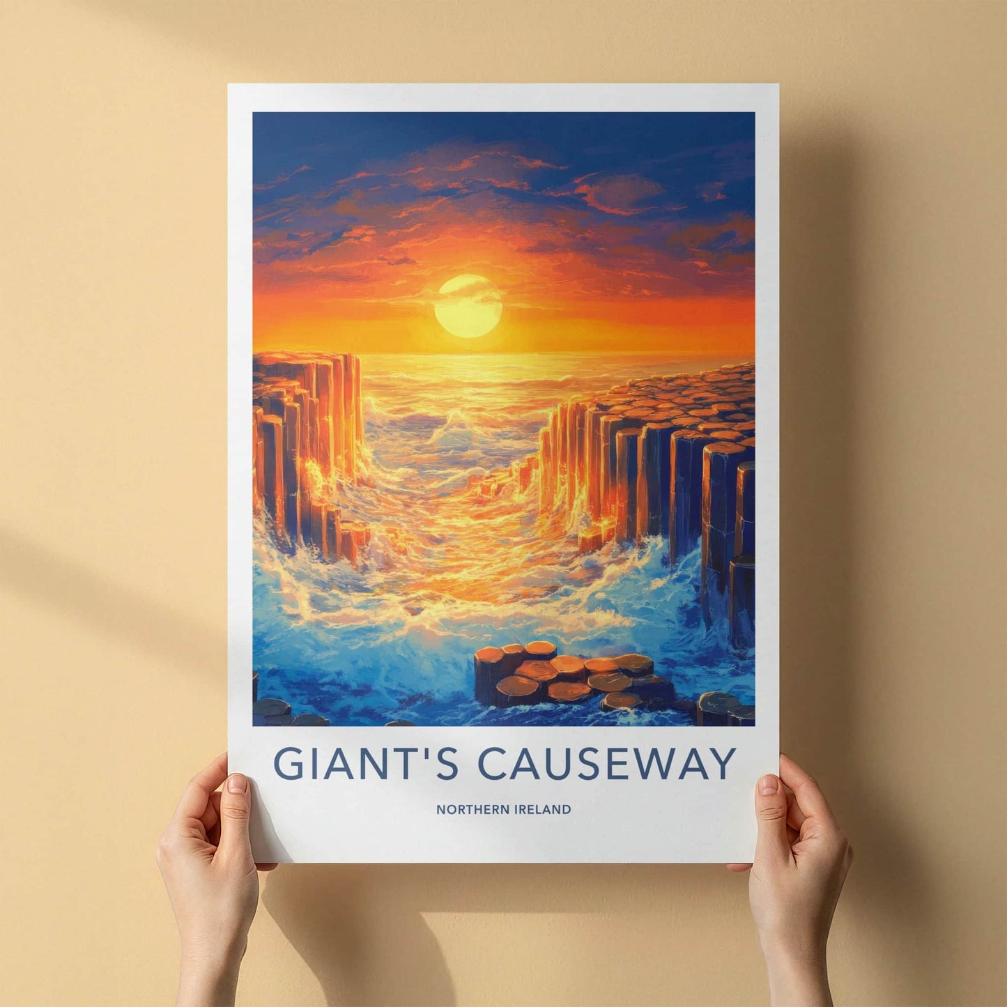 Giant's Causeway Poster - Northern Ireland Fine Art - Ocean Wave Pillars Gift
