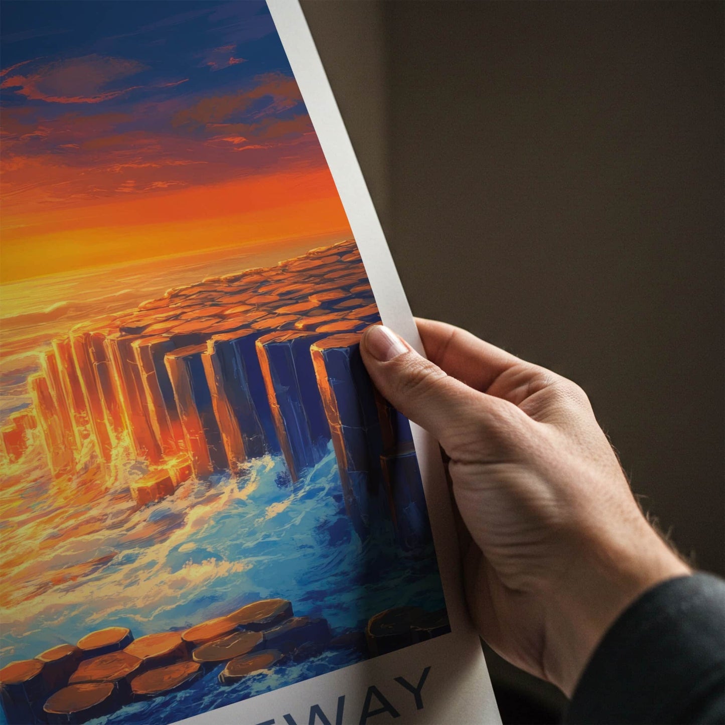 Giant's Causeway Poster - Northern Ireland Fine Art - Ocean Wave Pillars Gift