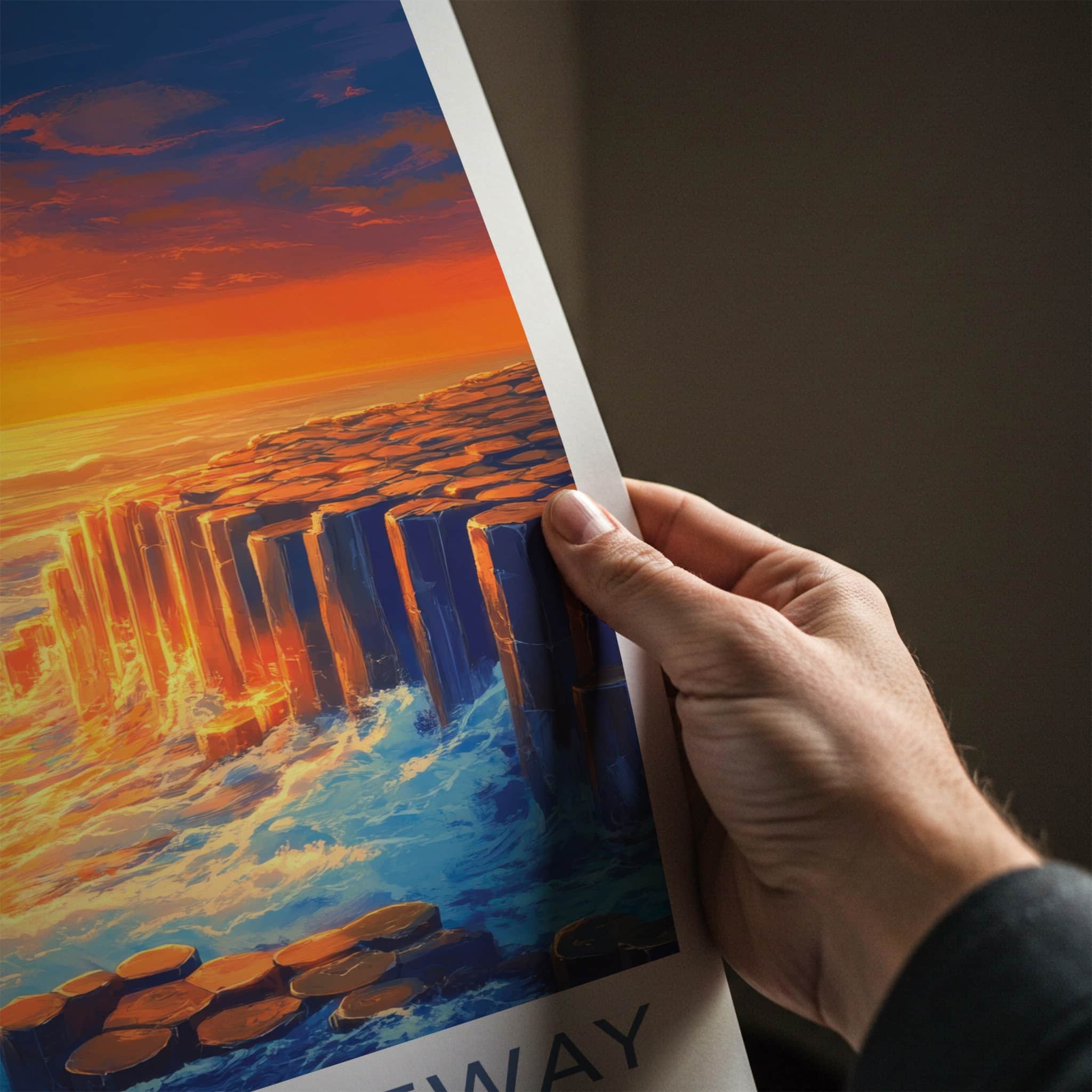 Giant's Causeway Poster - Northern Ireland Fine Art - Ocean Wave Pillars Gift