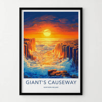 Giant's Causeway Poster - Northern Ireland Fine Art - Ocean Wave Pillars Gift