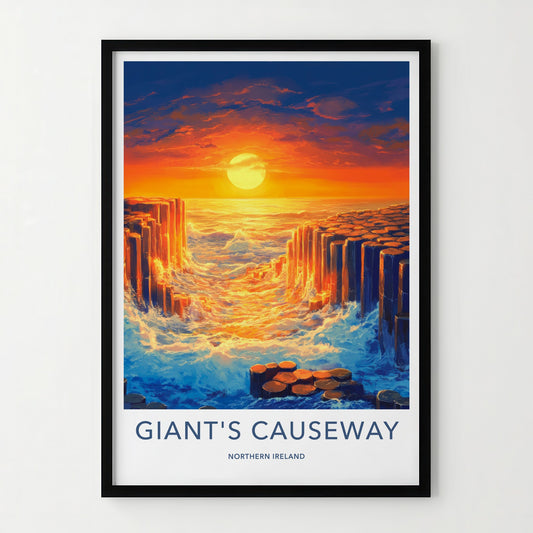 Giant's Causeway Poster - Northern Ireland Fine Art - Ocean Wave Pillars Gift
