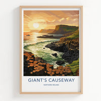 Giant's Causeway Poster - Northern Ireland Fine Art - Sunset Basalt Columns Gift