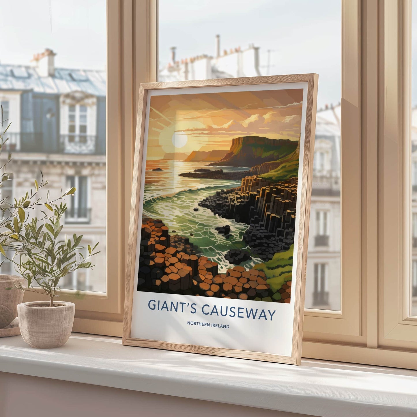 Giant's Causeway Poster - Northern Ireland Fine Art - Sunset Basalt Columns Gift