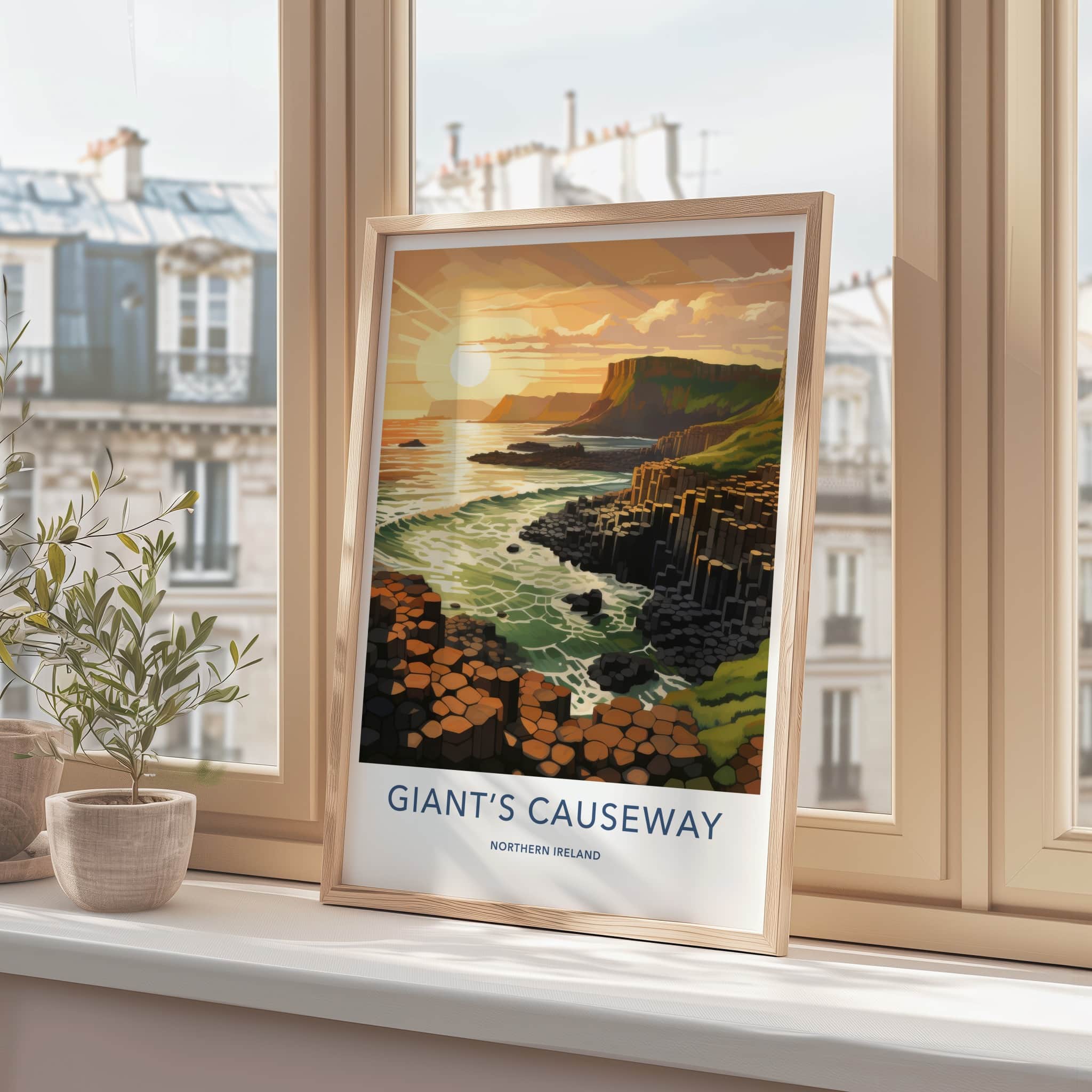 Giant's Causeway Poster - Northern Ireland Fine Art - Sunset Basalt Columns Gift