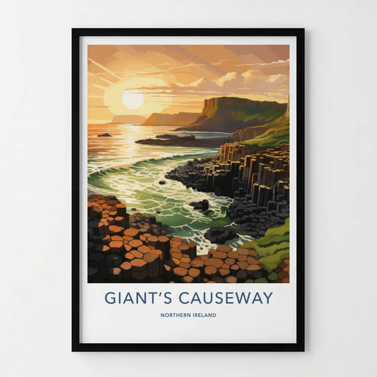 Giant's Causeway Poster - Northern Ireland Fine Art - Sunset Basalt Columns Gift