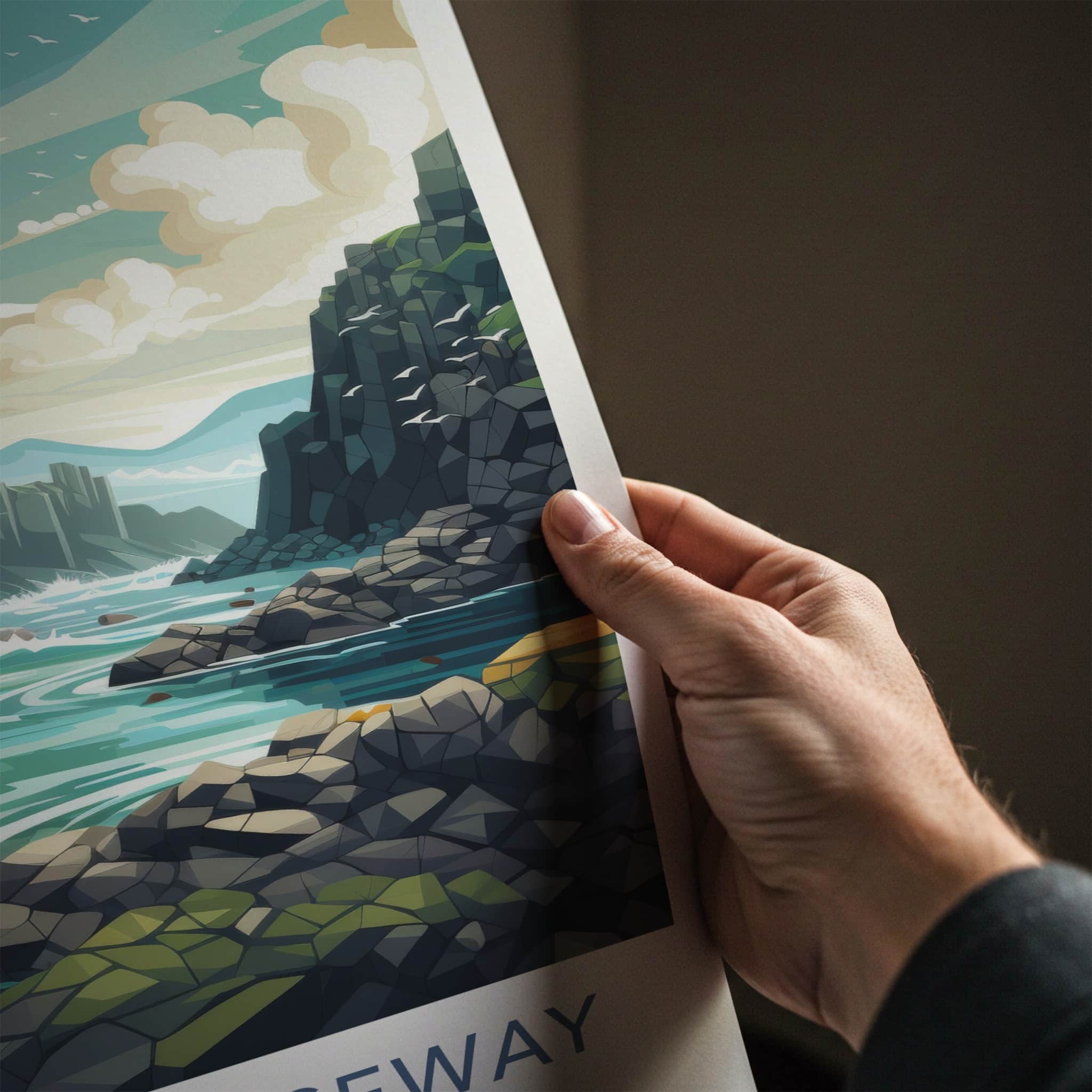 Giant's Causeway Poster - Northern Ireland Travel Art - Basalt Columns Coast Home Decor