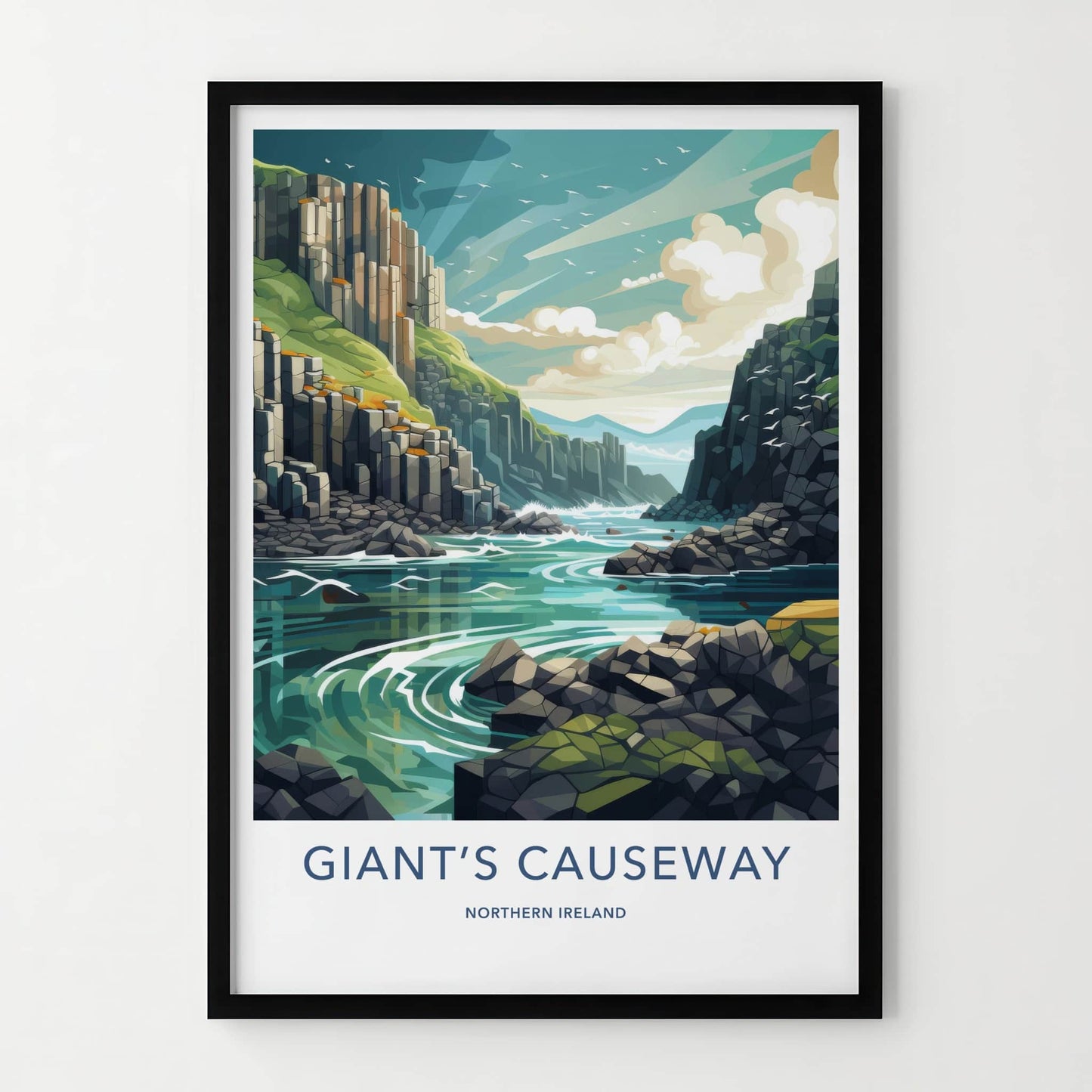 Giant's Causeway Poster - Northern Ireland Travel Art - Basalt Columns Coast Home Decor