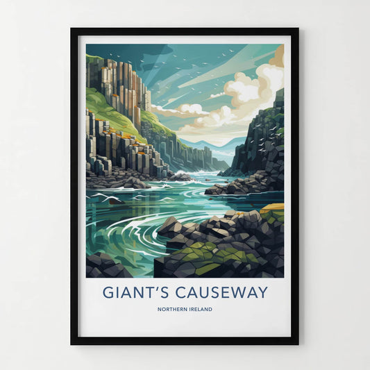Giant's Causeway Poster - Northern Ireland Travel Art - Basalt Columns Coast Home Decor