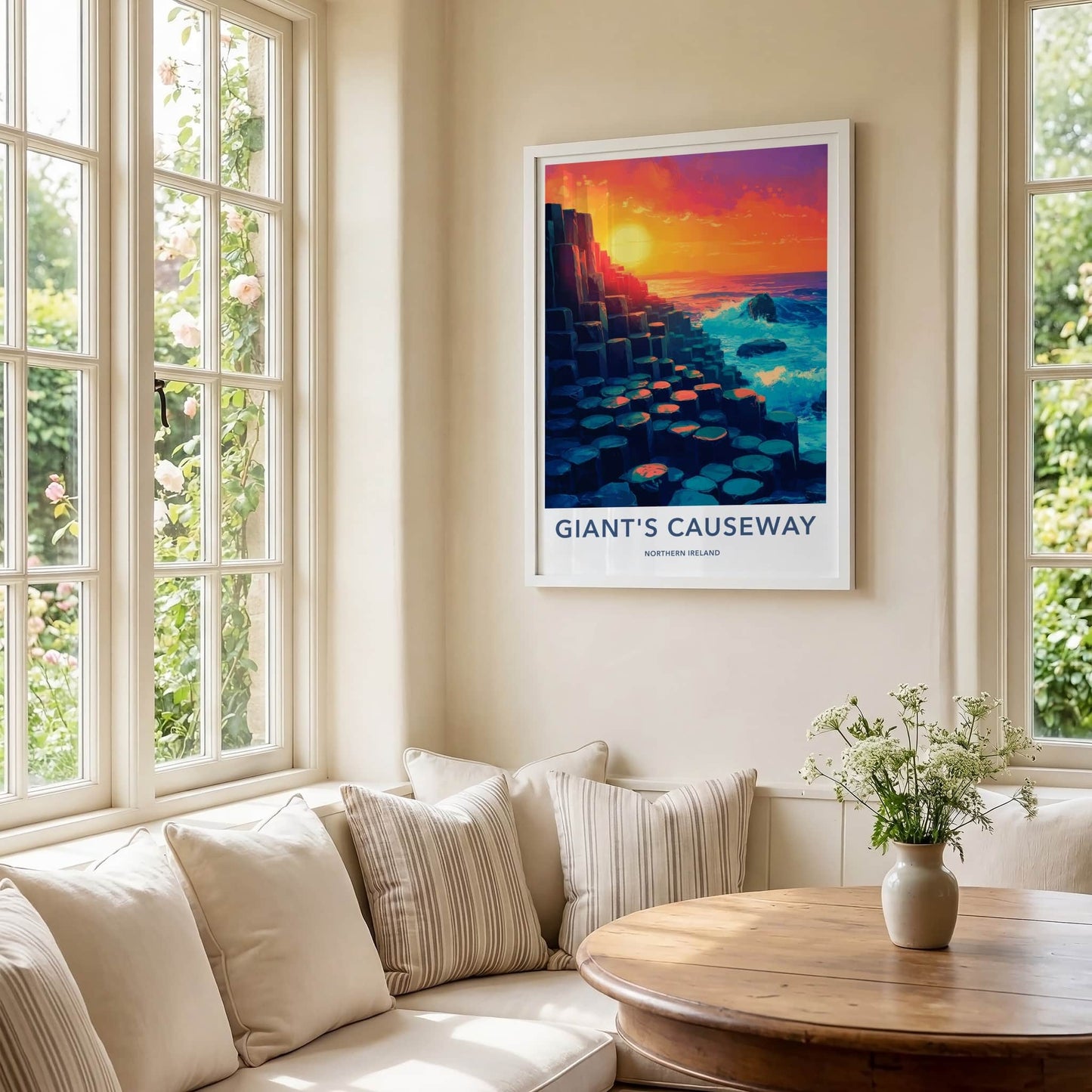 Giant's Causeway Poster - Northern Ireland Travel Art - Ocean Sunset Pillars Home Decor