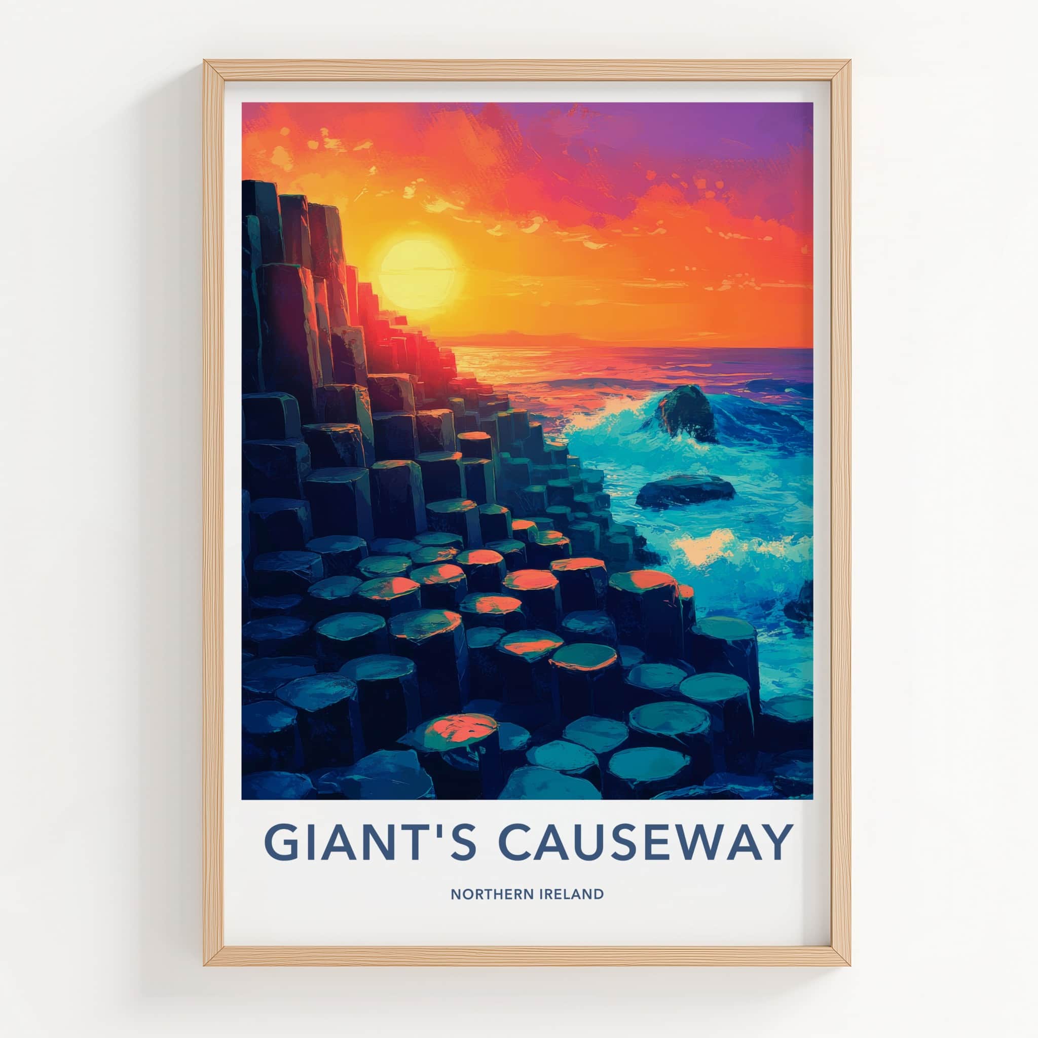 Giant's Causeway Poster - Northern Ireland Travel Art - Ocean Sunset Pillars Home Decor