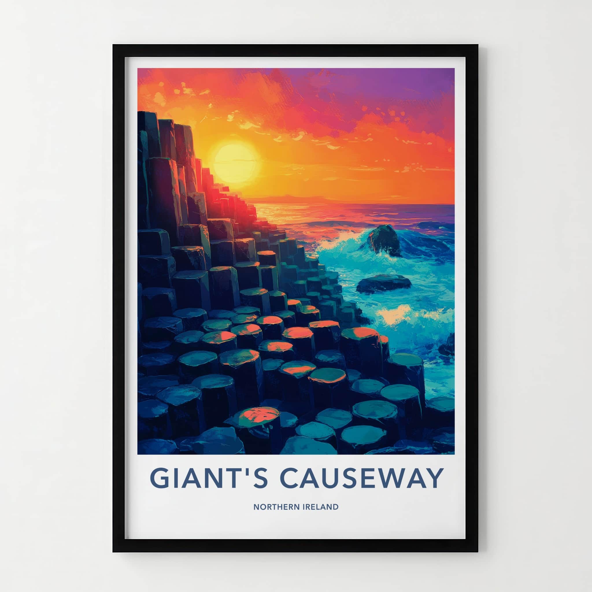 Giant's Causeway Poster - Northern Ireland Travel Art - Ocean Sunset Pillars Home Decor