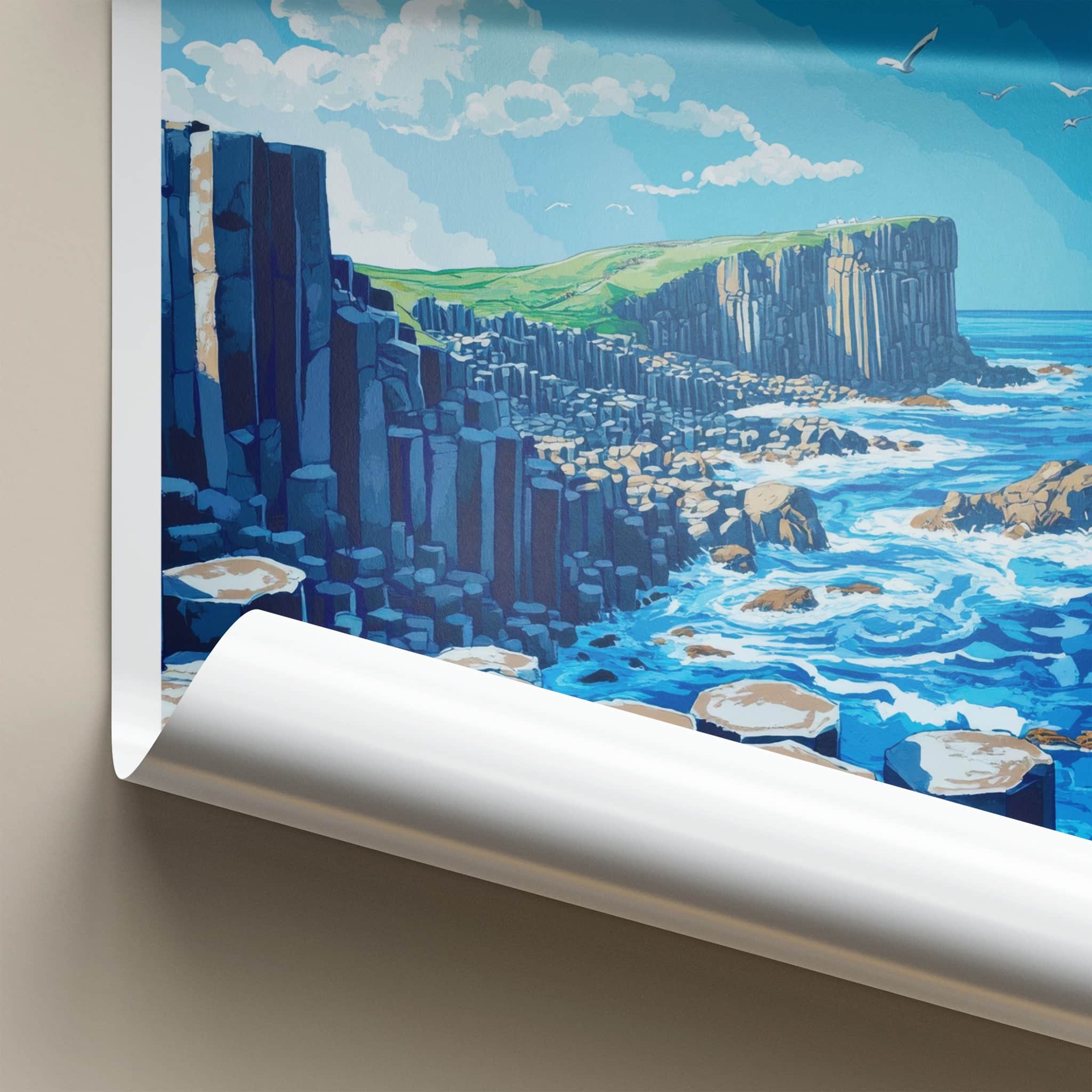 Giant's Causeway Poster - Northern Ireland Wall Art - Basalt Column Ocean Gift