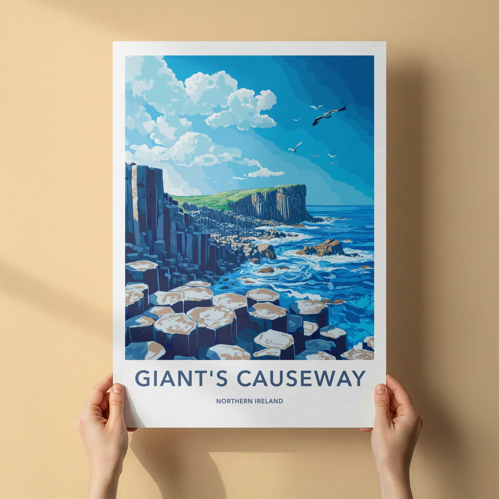 Giant's Causeway Poster - Northern Ireland Wall Art - Basalt Column Ocean Gift
