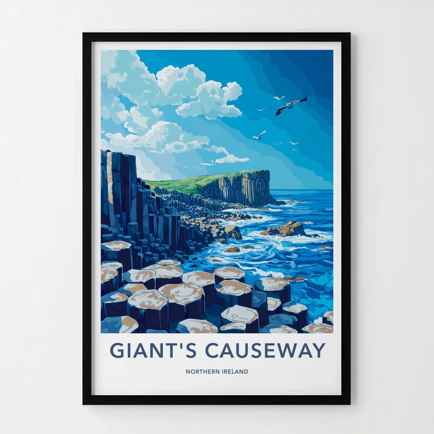 Giant's Causeway Poster - Northern Ireland Wall Art - Basalt Column Ocean Gift