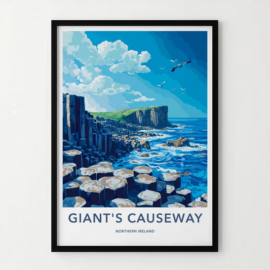 Giant's Causeway Poster - Northern Ireland Wall Art - Basalt Column Ocean Gift