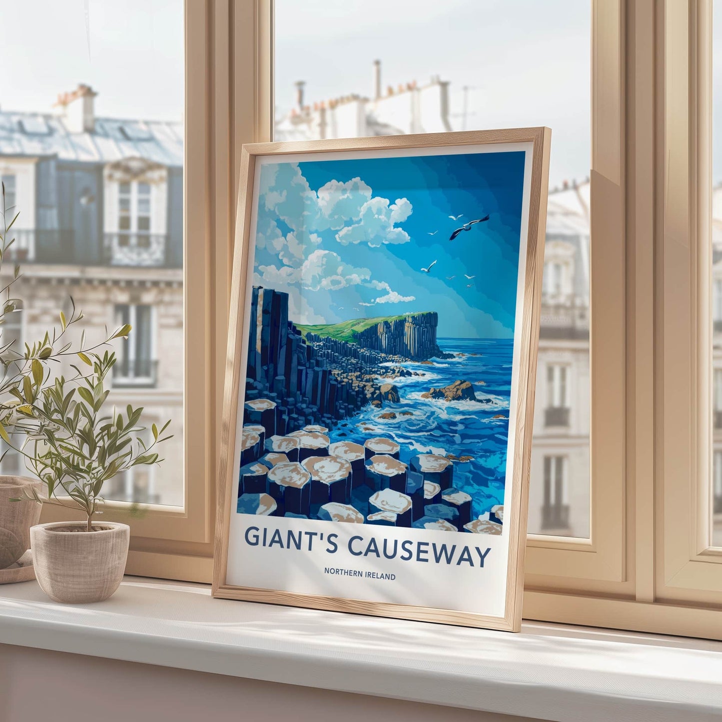 Giant's Causeway Poster - Northern Ireland Wall Art - Basalt Column Ocean Gift