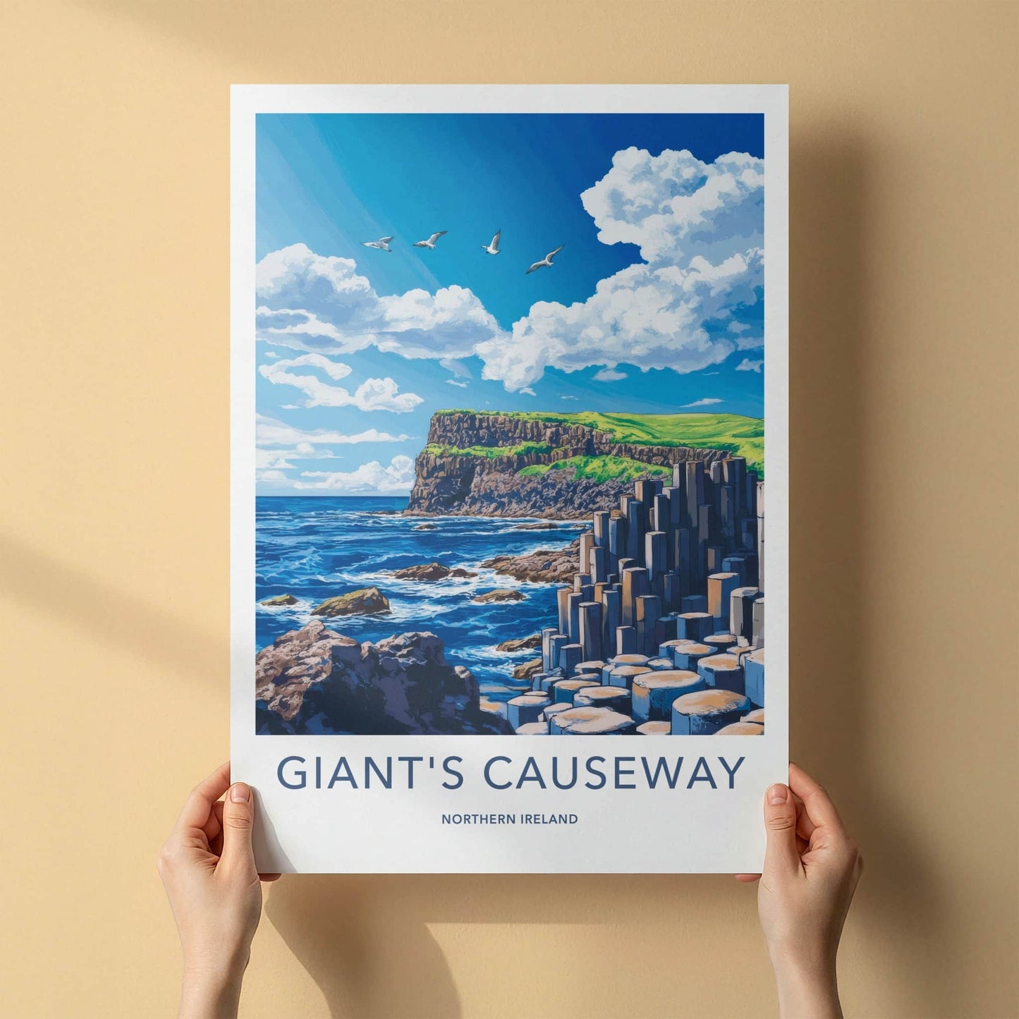 Giant's Causeway Poster - Northern Ireland Wall Art - Basalt Columns Seascape Home Art