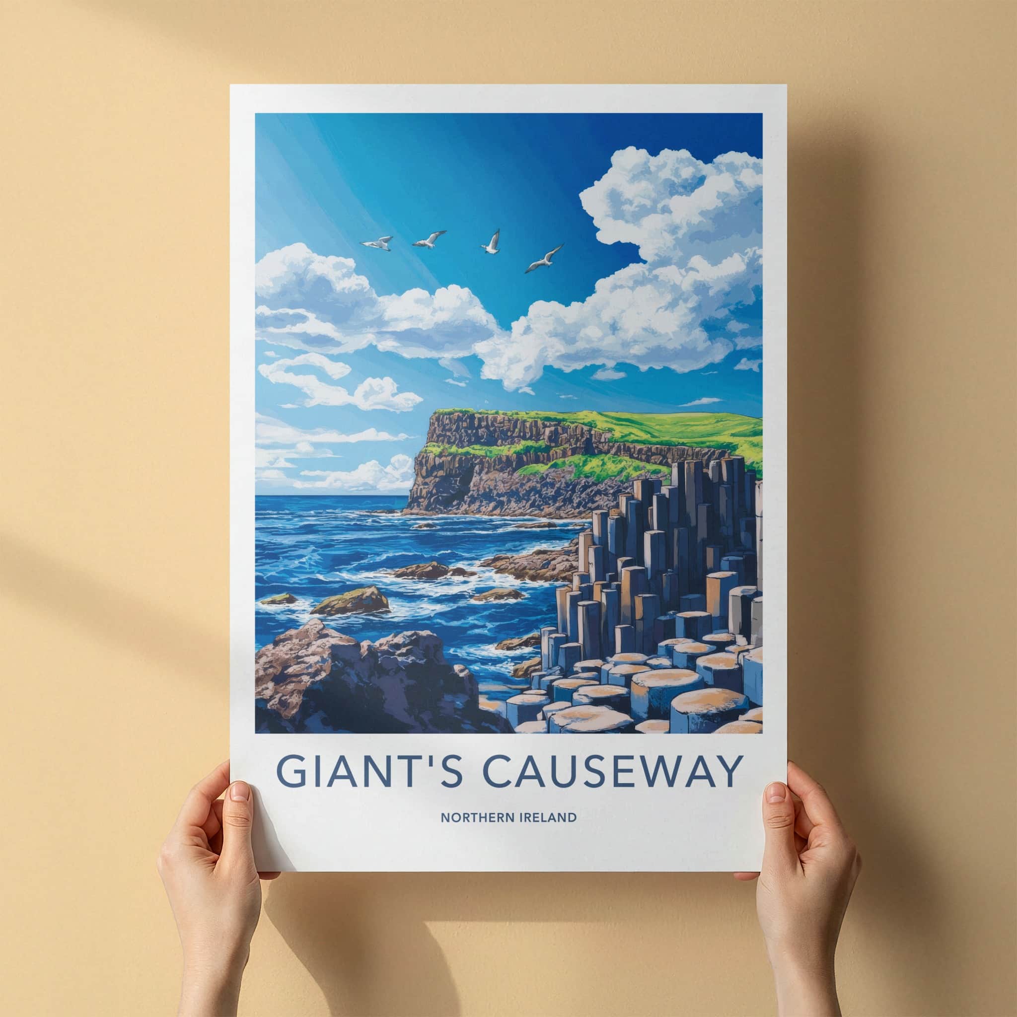 Giant's Causeway Poster - Northern Ireland Wall Art - Basalt Columns Seascape Home Art