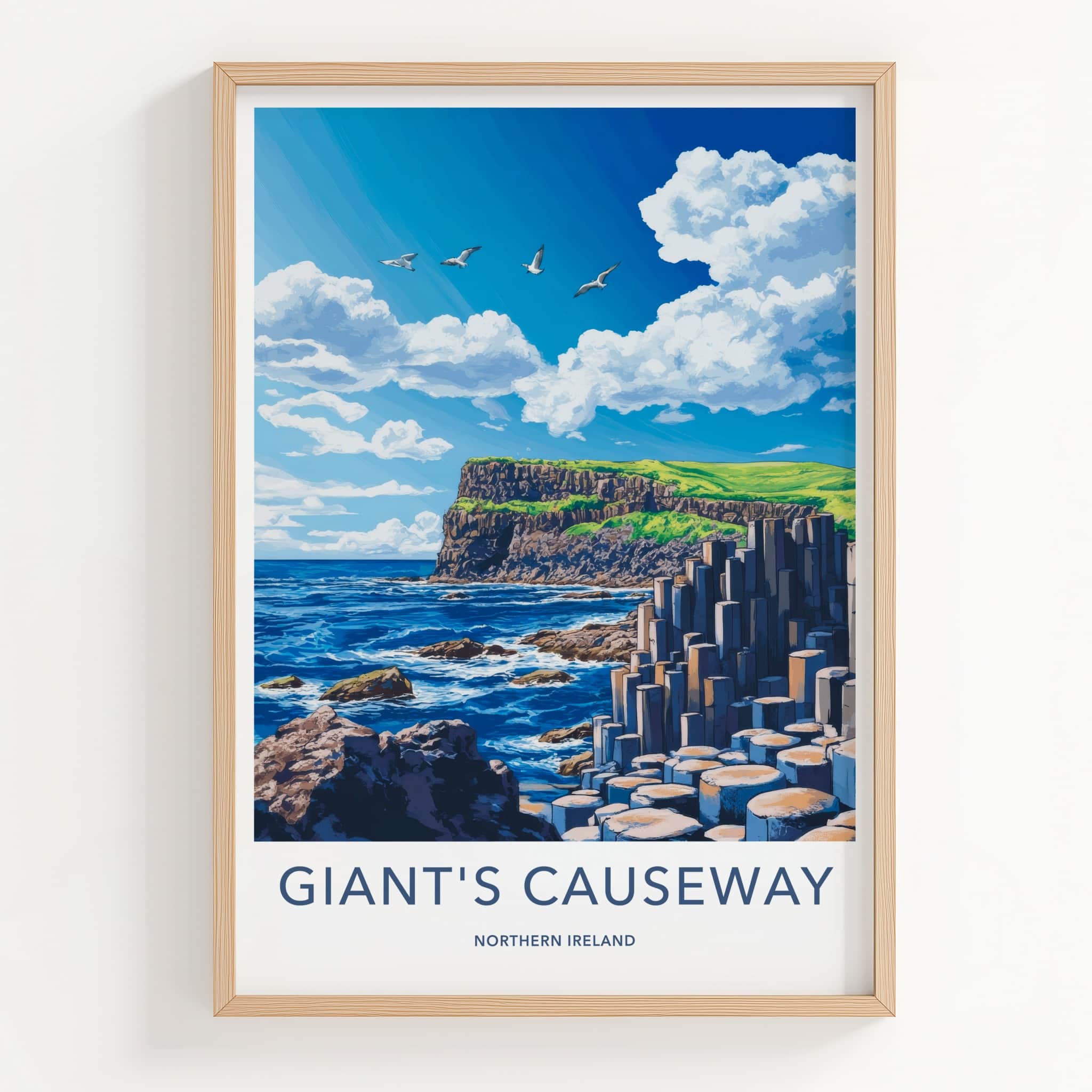 Giant's Causeway Poster - Northern Ireland Wall Art - Basalt Columns Seascape Home Art