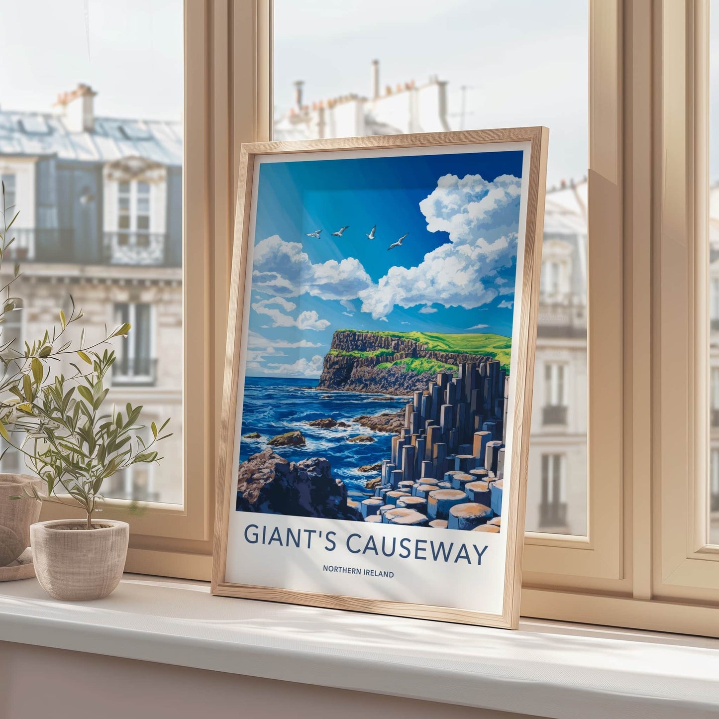 Giant's Causeway Poster - Northern Ireland Wall Art - Basalt Columns Seascape Home Art