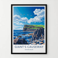 Giant's Causeway Poster - Northern Ireland Wall Art - Basalt Columns Seascape Home Art