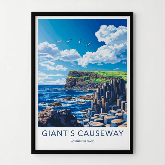 Giant's Causeway Poster - Northern Ireland Wall Art - Basalt Columns Seascape Home Art