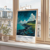 Giant's Causeway Poster - Northern Ireland Wall Art - Coastal Cliff Lighthouse Gift
