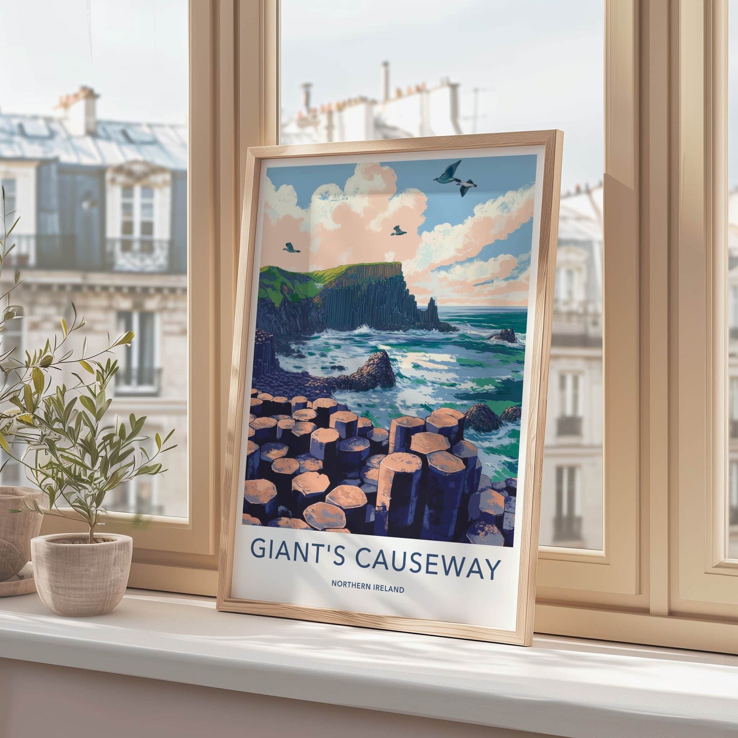 Giant's Causeway Poster - Northern Ireland Wall Art - Ocean Basalt Columns Gift