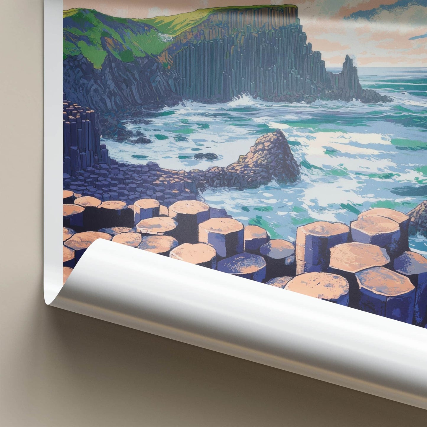 Giant's Causeway Poster - Northern Ireland Wall Art - Ocean Basalt Columns Gift