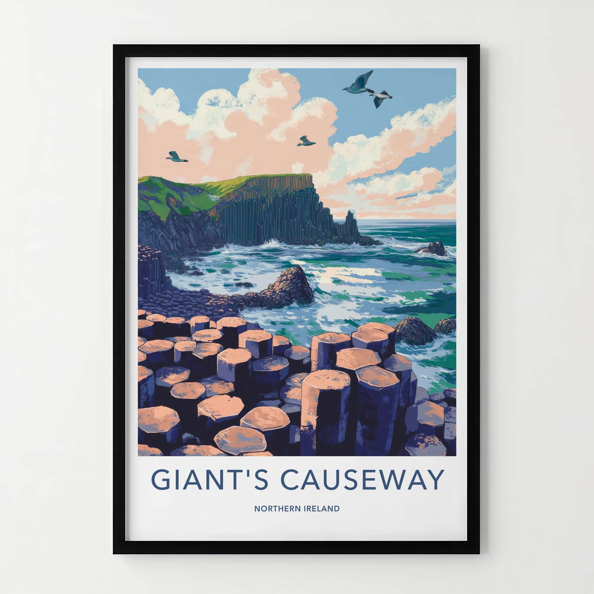 Giant's Causeway Poster - Northern Ireland Wall Art - Ocean Basalt Columns Gift