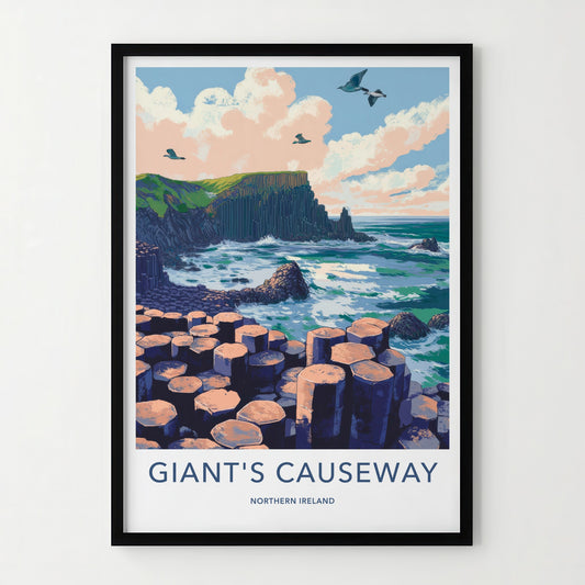 Giant's Causeway Poster - Northern Ireland Wall Art - Ocean Basalt Columns Gift