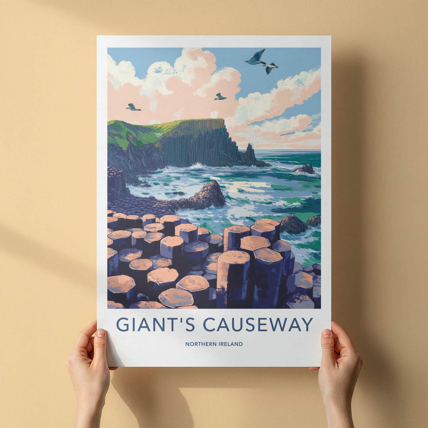 Giant's Causeway Poster - Northern Ireland Wall Art - Ocean Basalt Columns Gift