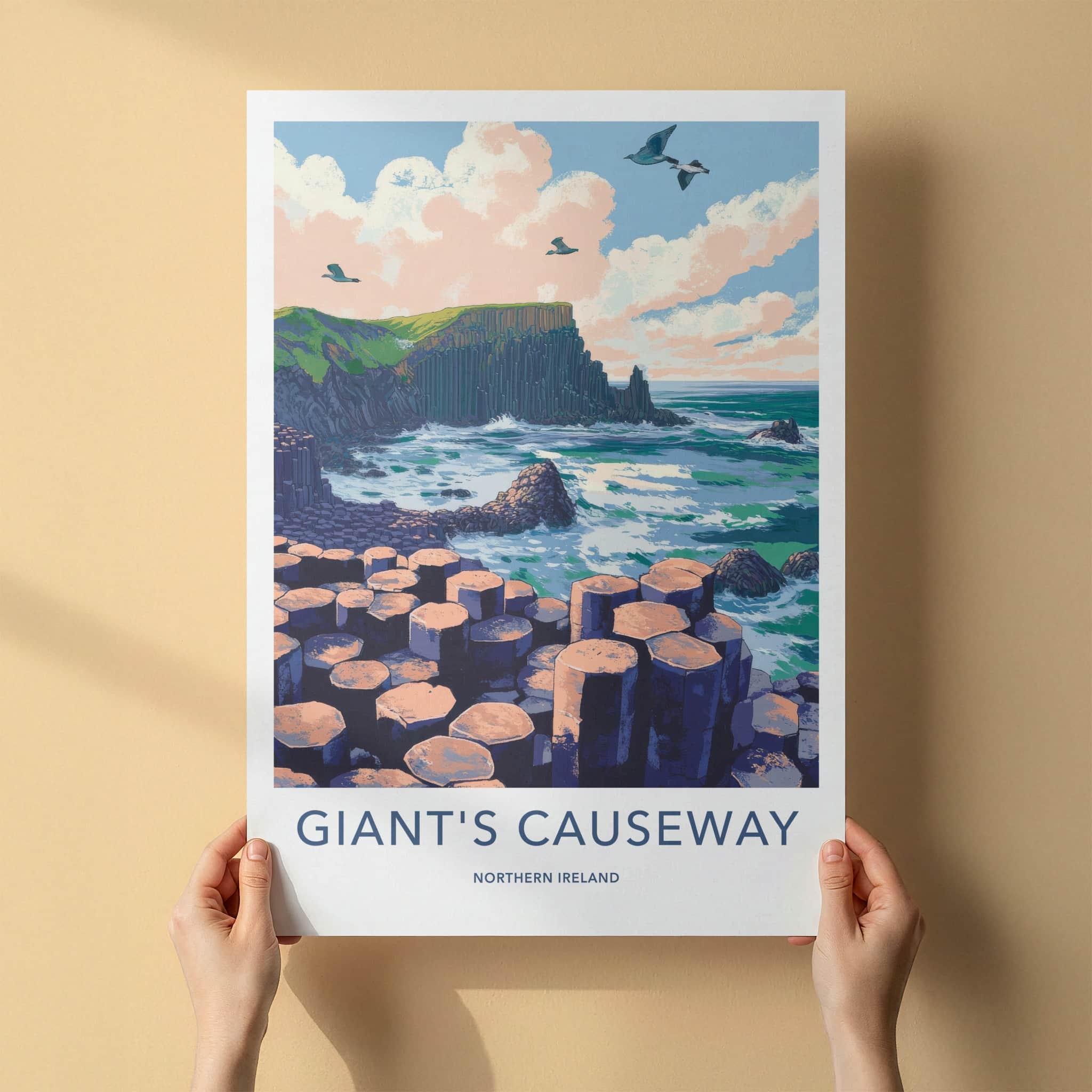 Giant's Causeway Poster - Northern Ireland Wall Art - Ocean Basalt Columns Gift