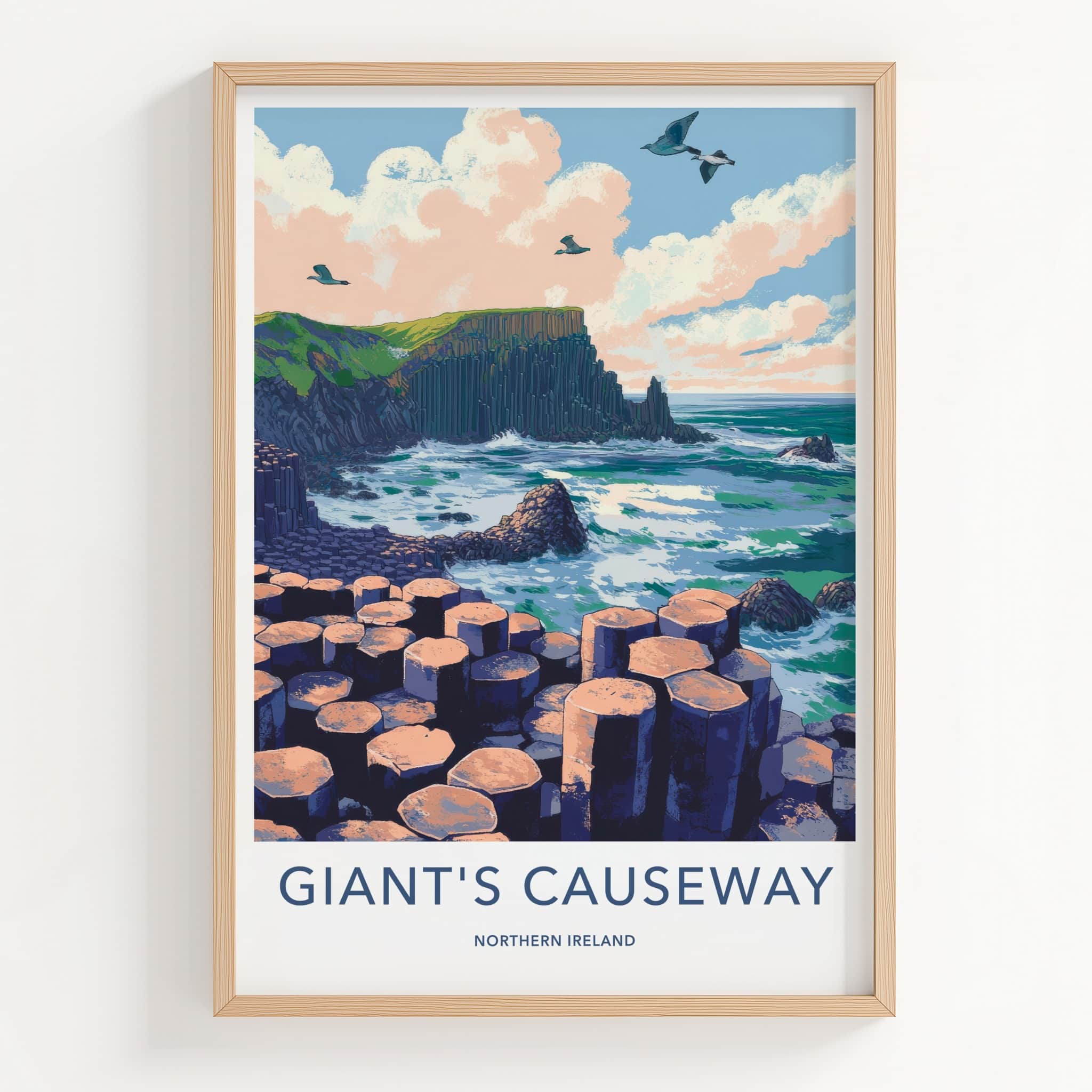 Giant's Causeway Poster - Northern Ireland Wall Art - Ocean Basalt Columns Gift