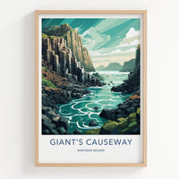 Giants Causeway Poster - Northern Ireland Wall Art - Basalt Column Shore Home Art