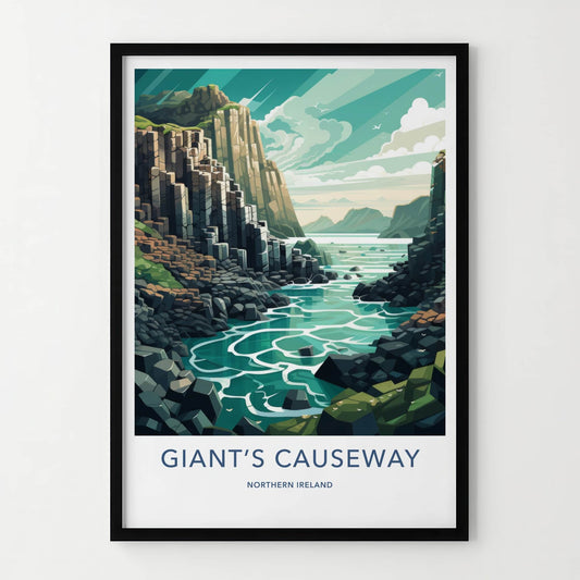 Giants Causeway Poster - Northern Ireland Wall Art - Basalt Column Shore Home Art