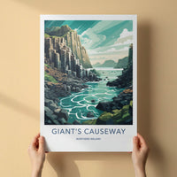 Giants Causeway Poster - Northern Ireland Wall Art - Basalt Column Shore Home Art