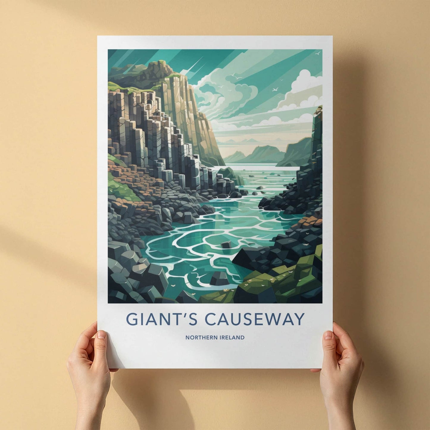 Giants Causeway Poster - Northern Ireland Wall Art - Basalt Column Shore Home Art