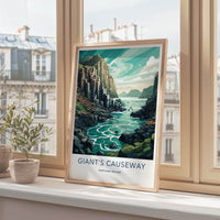 Giants Causeway Poster - Northern Ireland Wall Art - Basalt Column Shore Home Art