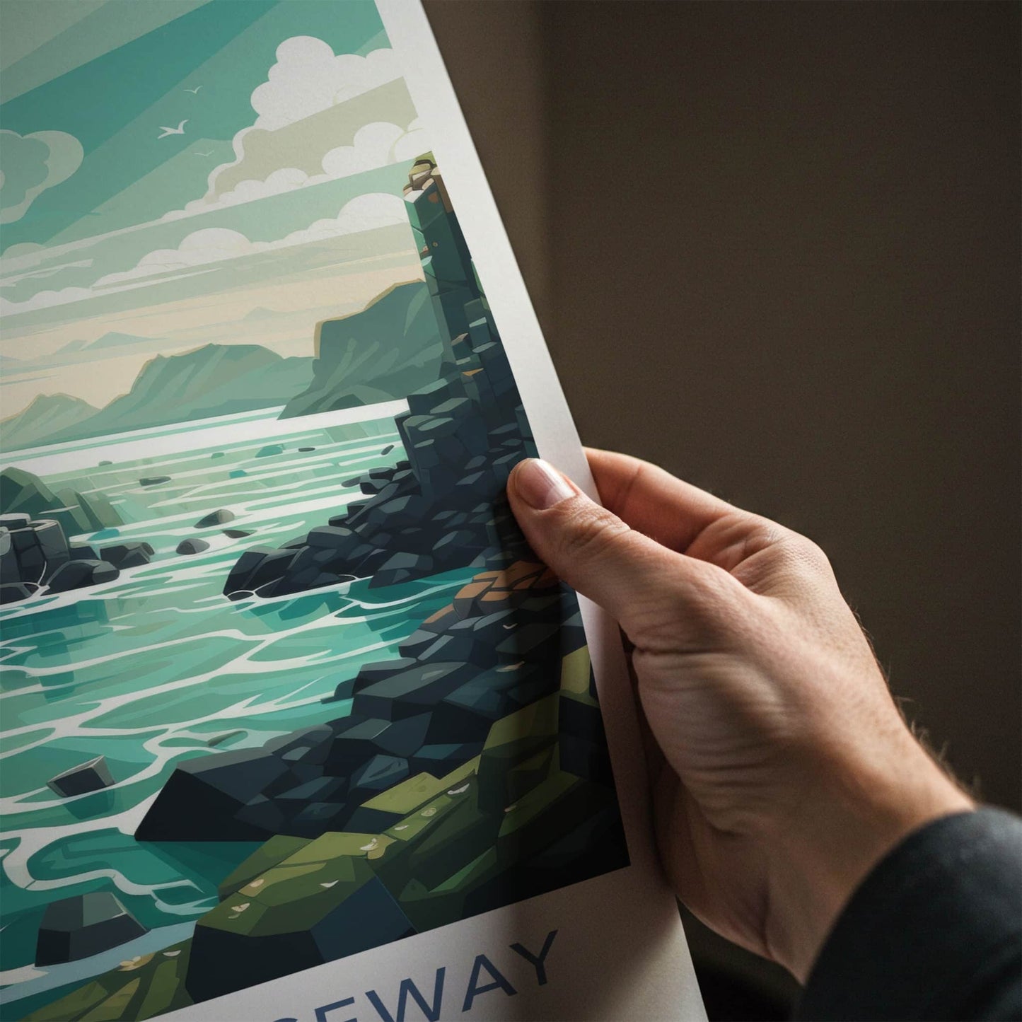 Giants Causeway Poster - Northern Ireland Wall Art - Basalt Column Shore Home Art