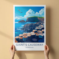 Giants Causeway Poster - Northern Ireland Wall Art - Basalt Ocean Rocks Gift