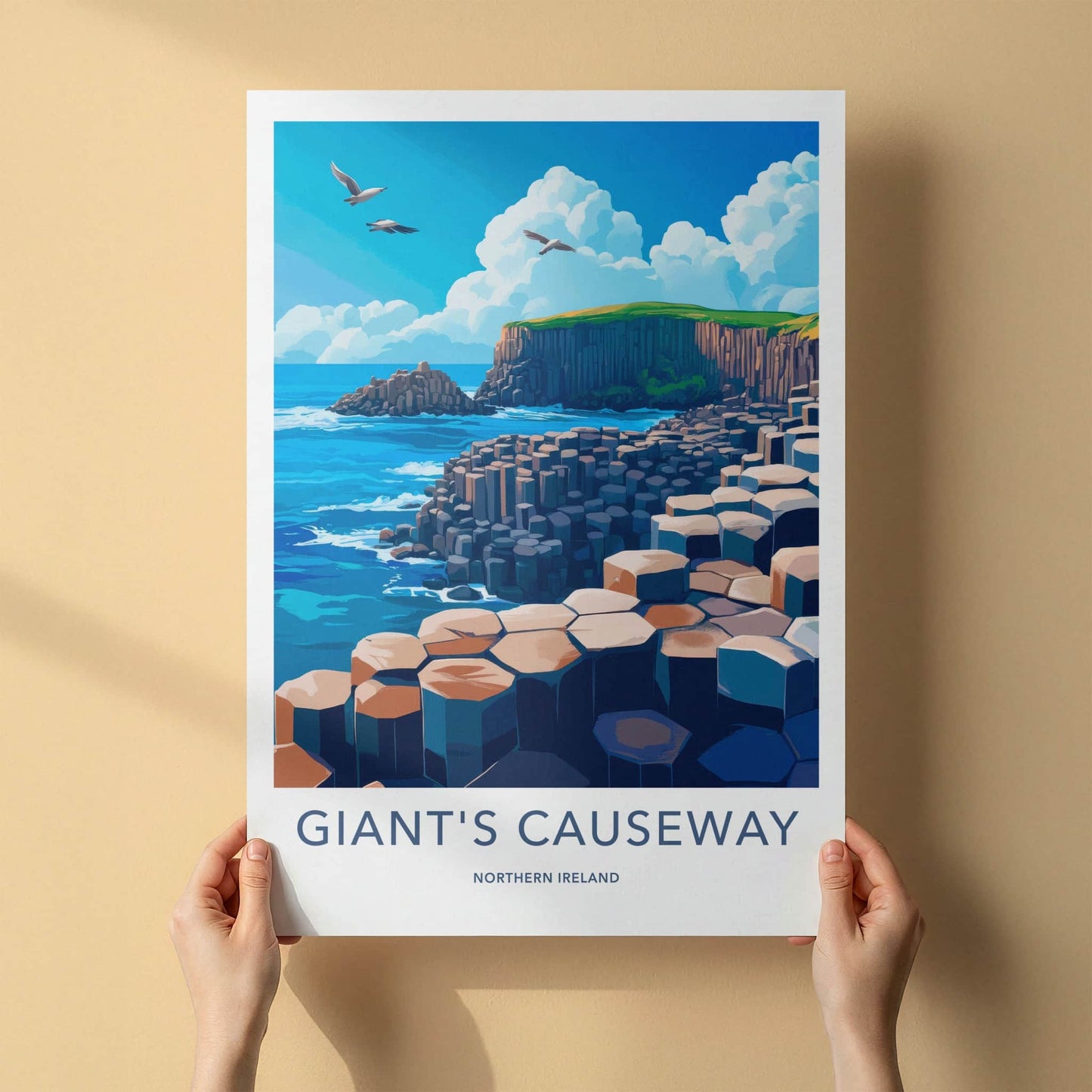 Giants Causeway Poster - Northern Ireland Wall Art - Basalt Ocean Rocks Gift