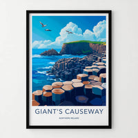 Giants Causeway Poster - Northern Ireland Wall Art - Basalt Ocean Rocks Gift