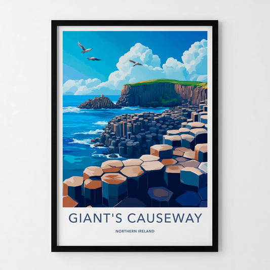Giants Causeway Poster - Northern Ireland Wall Art - Basalt Ocean Rocks Gift