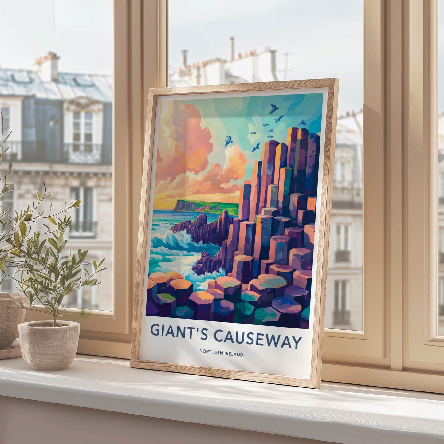 Giants Causeway Poster - Northern Ireland Wall Art - Vivid Basalt Columns Gift