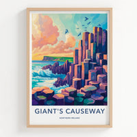 Giants Causeway Poster - Northern Ireland Wall Art - Vivid Basalt Columns Gift