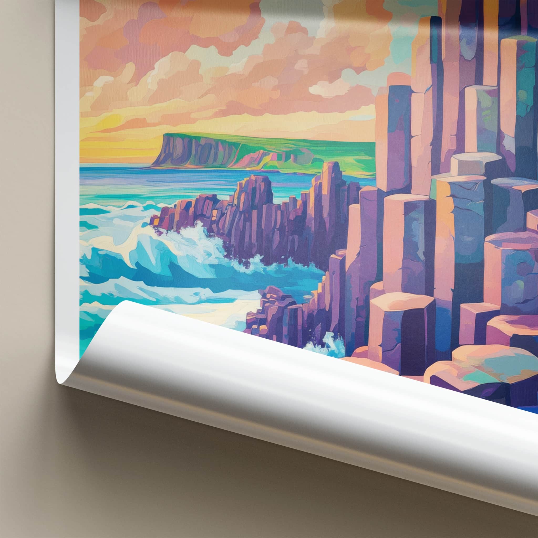 Giants Causeway Poster - Northern Ireland Wall Art - Vivid Basalt Columns Gift