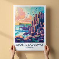 Giants Causeway Poster - Northern Ireland Wall Art - Vivid Basalt Columns Gift
