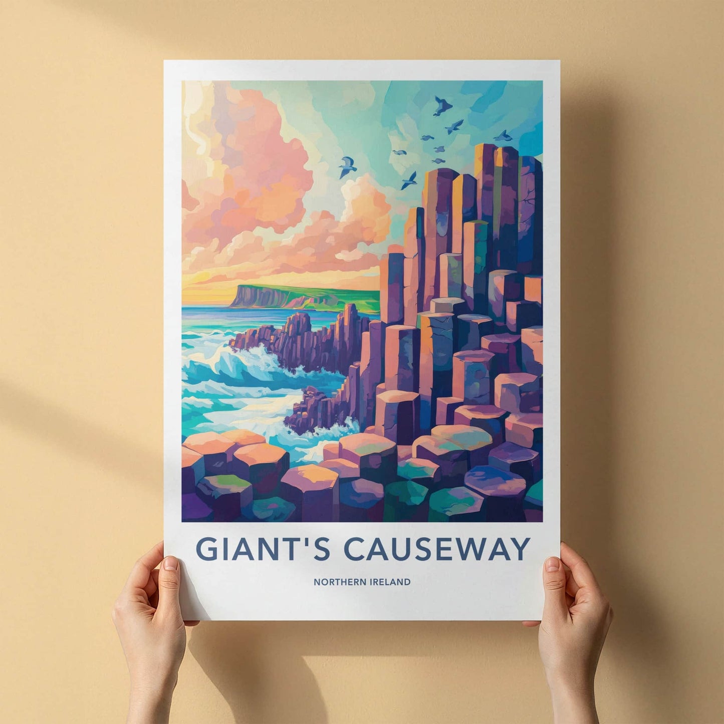 Giants Causeway Poster - Northern Ireland Wall Art - Vivid Basalt Columns Gift