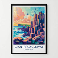 Giants Causeway Poster - Northern Ireland Wall Art - Vivid Basalt Columns Gift